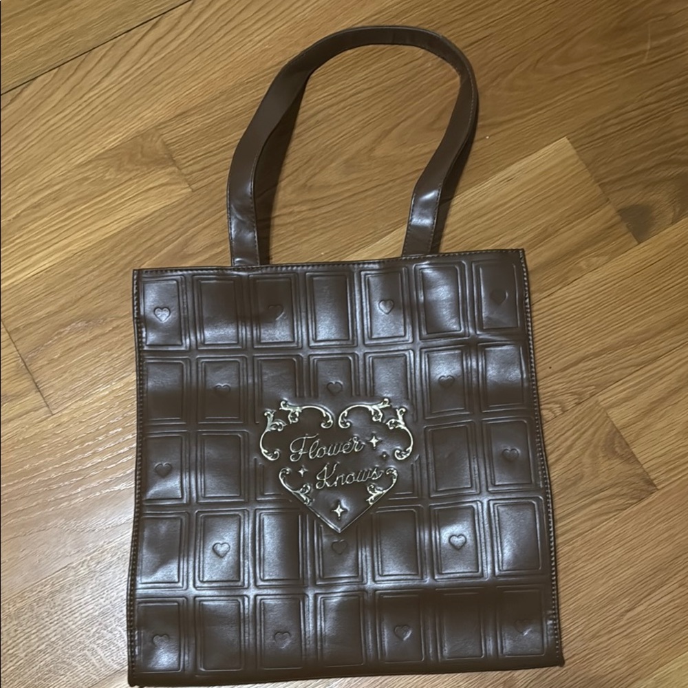 Elegant Brown Tote with Heart Accent